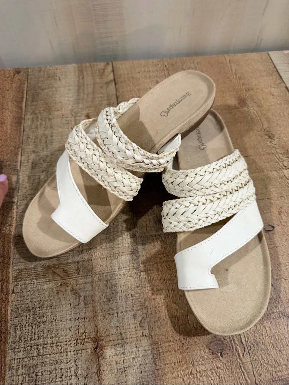 BareTraps Off-White Braided Slide Sandals Size 9.5 - Picture 2 of 8